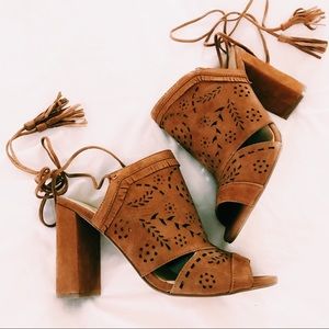 Ivanka Trump Kara Perforated Ankle Tie Sandals